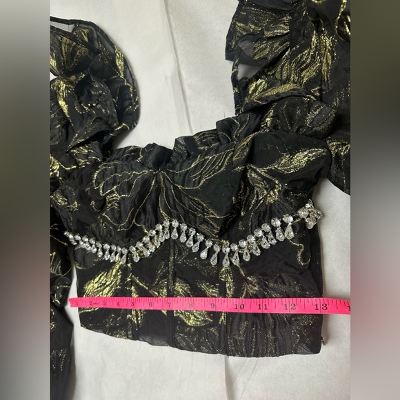 ASOS LUXE Curve jacquard sweetheart embellished top with long sleeves⭐️ - Picture 6 of 9